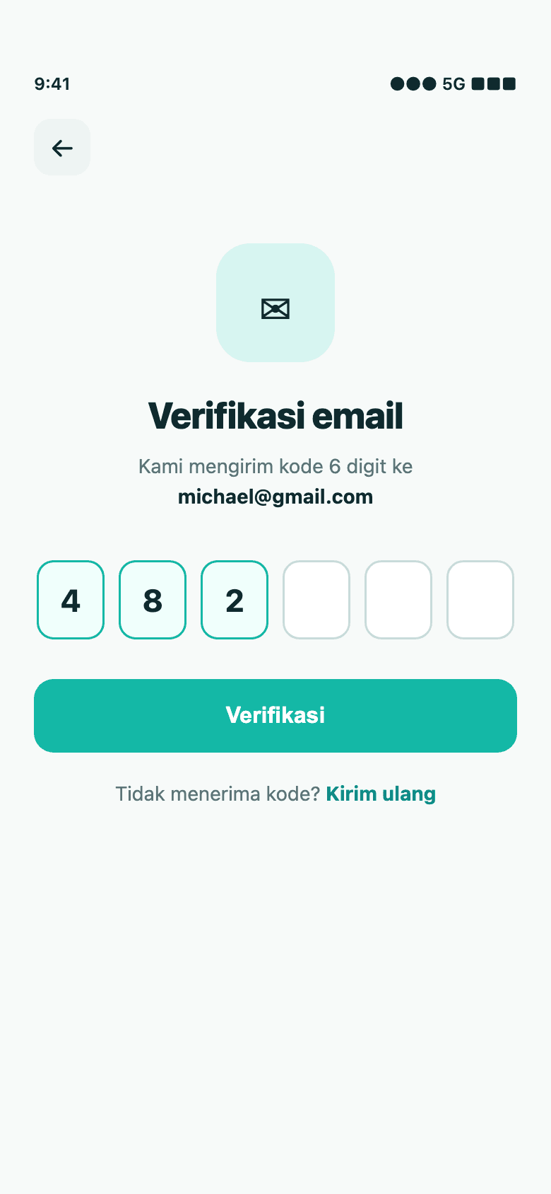 Alocare email verification OTP screen